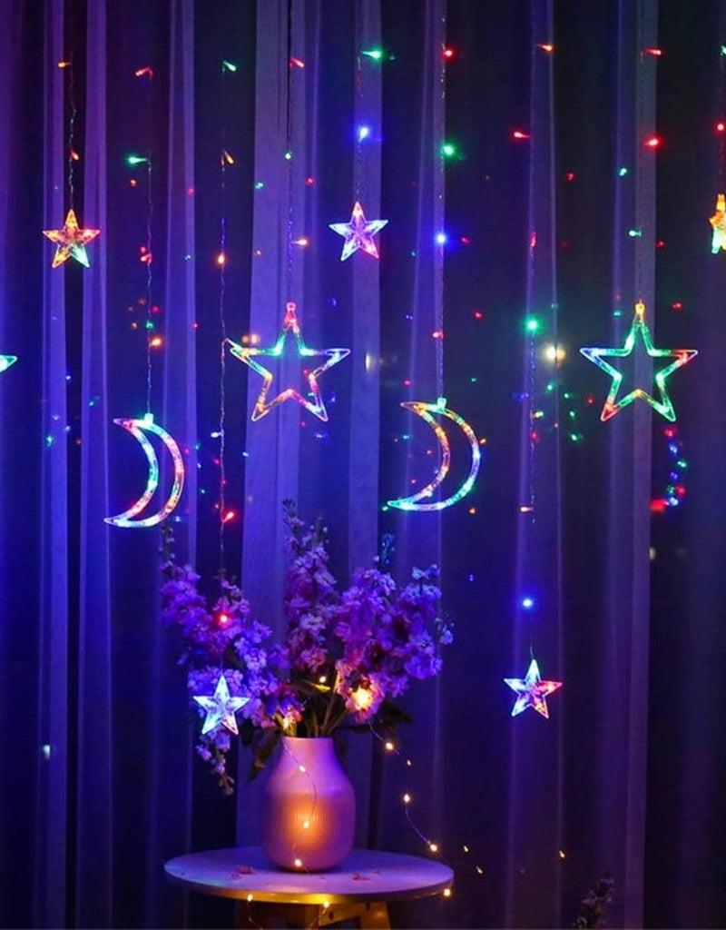 RGB LEDs Decorative Ramadan Lights Star Moon Curtain String Lights