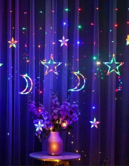 RGB LEDs Decorative Ramadan Lights Star Moon Curtain String Lights