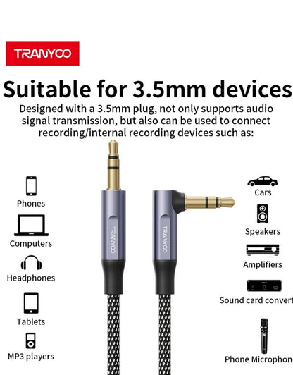 𝗧𝗿𝗮𝗻𝘆𝗼𝗼 Audio Cable 3.5 To 3.5mm Metal T-E12