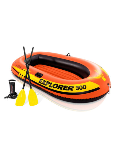 𝗜𝗻𝘁𝗲𝘅 Explorer 300 Inflatable Fishing 3 Person Raft Boat 5 58332NP