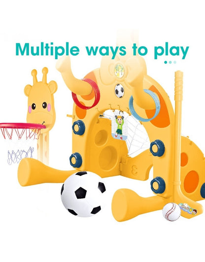Jiestar Toys Giraffe 5 in 1 Plastic Basketball Soccer Golf Kids