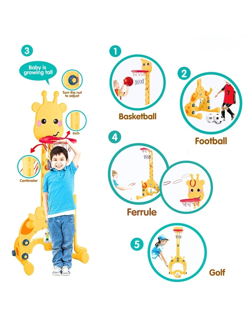 Jiestar Toys Giraffe 5 in 1 Plastic Basketball Soccer Golf Kids