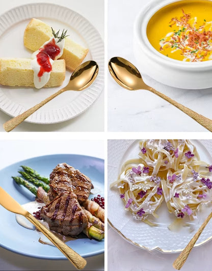 Falari 24 PCS Flatware Set Gold Stainless Steel