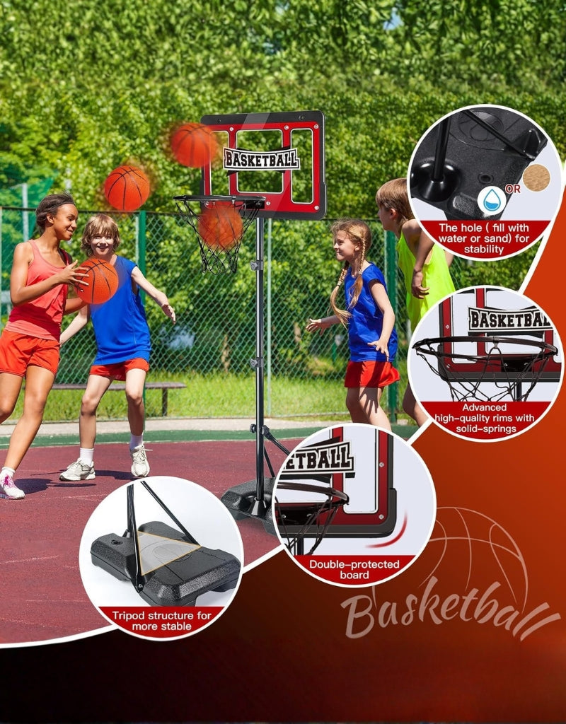 Adjustable Height Basketball Toy with Stand 148-198 CM
