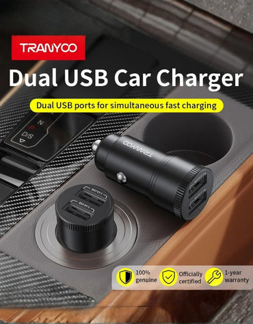 𝗧𝗿𝗮𝗻𝘆𝗼𝗼 Fast Car Charger Small & Portable Intelligent Security 12W T-C20