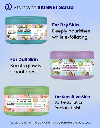 𝗖𝗼𝘀𝗺𝗮𝗹𝗶𝗻𝗲 Skinnet Gentle Exfoliating Cream Body Scrub 250ML