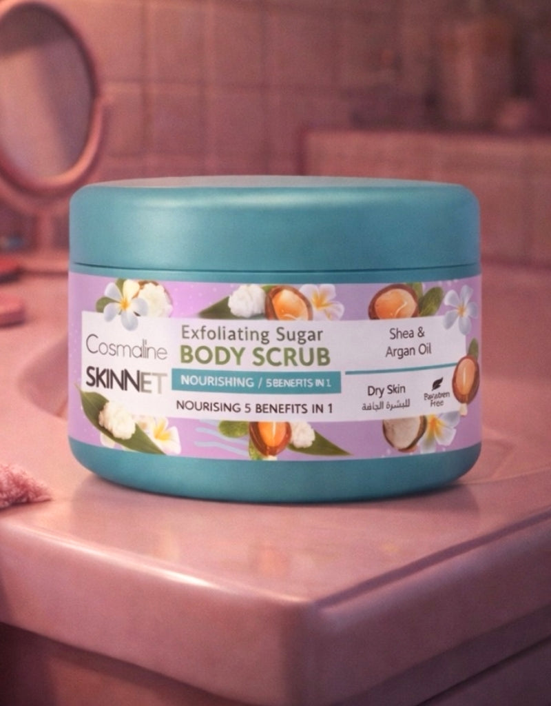 𝗖𝗼𝘀𝗺𝗮𝗹𝗶𝗻𝗲 Skinnet Nourishing Sugar Body Scrub Jar 250 ML