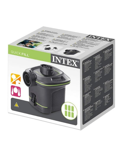 Retail packaging of Intex 66638 Quick-Fill electric pump for inflatables and airbeds