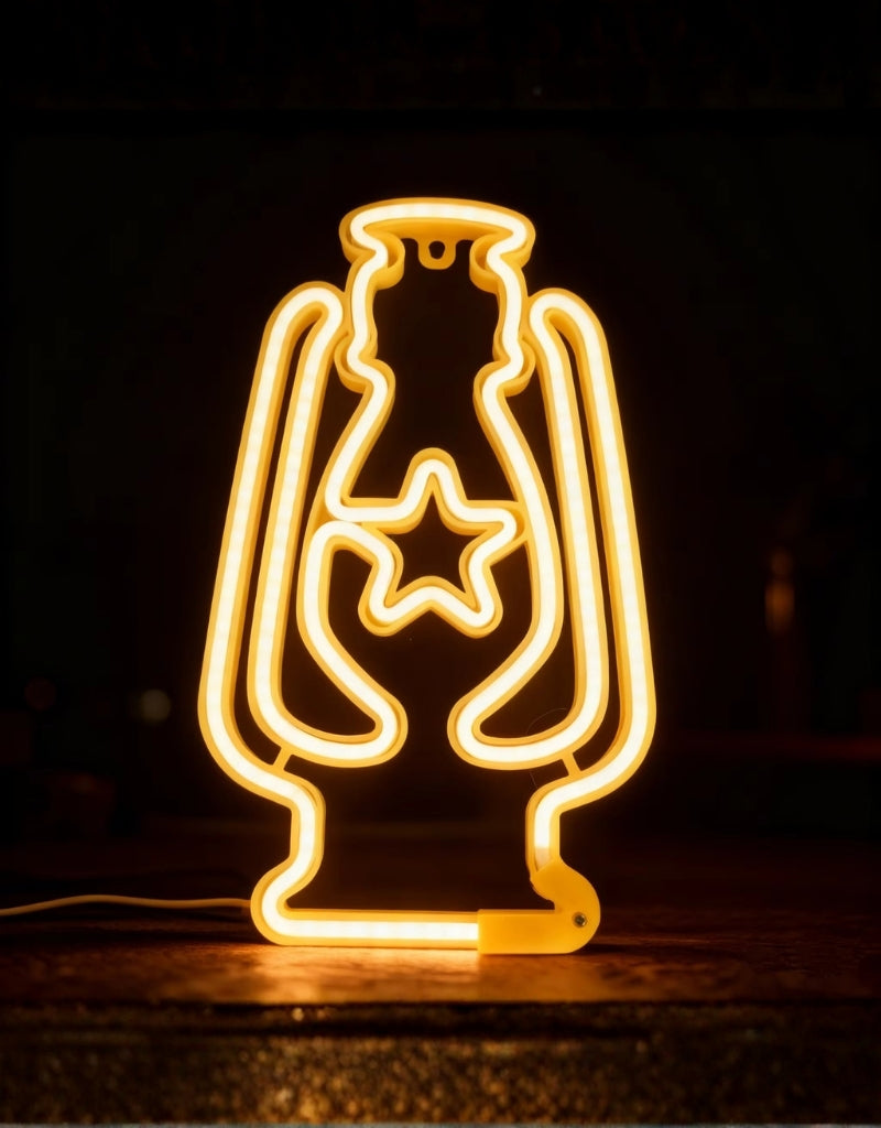 Crescent Moon & Star Inside Lantern Design Ramadan Decoration Lights