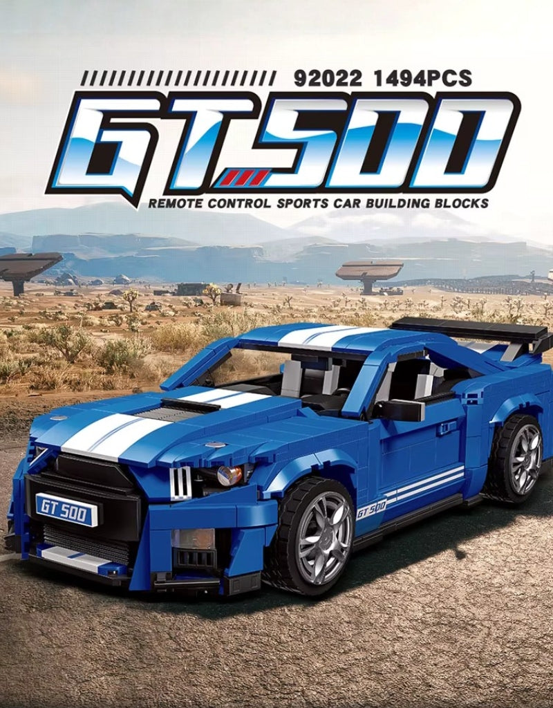 Jie Star 92022 GT500 remote control racing car 1494PCS model displayed outdoors