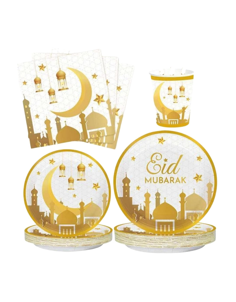 40-Piece Eid Mubarak Paper Tableware Set