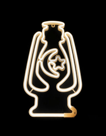 Crescent Moon & Star Inside Lantern Design Ramadan Decoration Lights