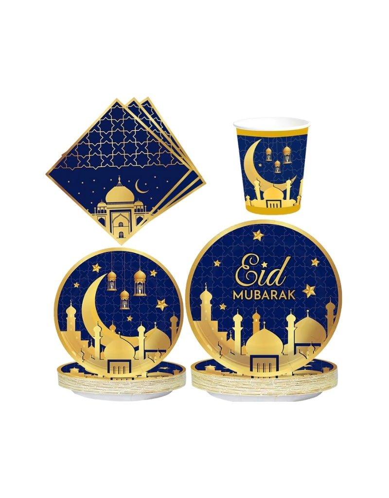 40-Piece Eid Mubarak Paper Tableware Set