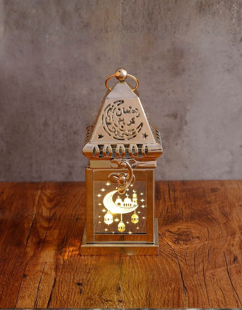 Ramadan Hollow Music Gold Copper Candle Stick Lighting 17x7cm