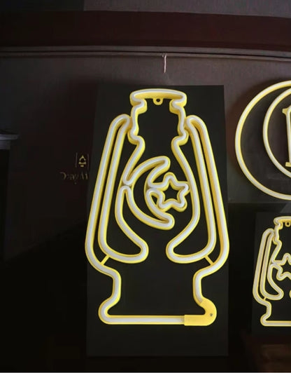 Crescent Moon & Star Inside Lantern Design Ramadan Decoration Lights