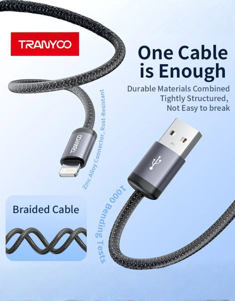 𝗧𝗿𝗮𝗻𝘆𝗼𝗼 Metal USB To Lightning Cable T-S20I