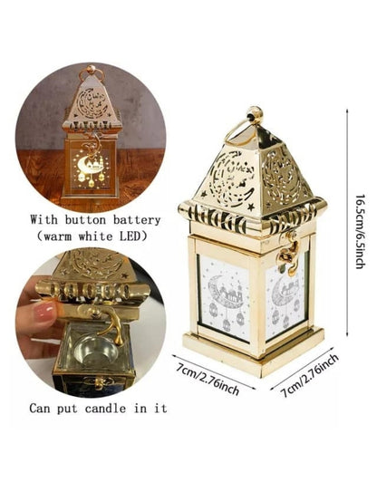 Ramadan Hollow Music Gold Copper Candle Stick Lighting 17x7cm