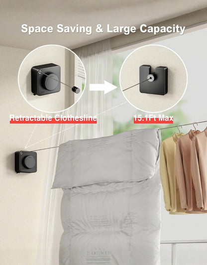Heavy-Duty Wall Mount 4.2M Clothesline Adjustable Retracting Stainless Steel Wire Laundry Clothes Drying Line