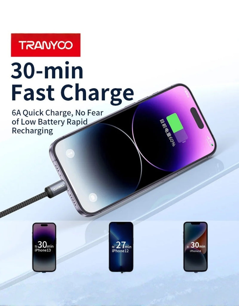 𝗧𝗿𝗮𝗻𝘆𝗼𝗼 Metal USB To Lightning Cable T-S20I