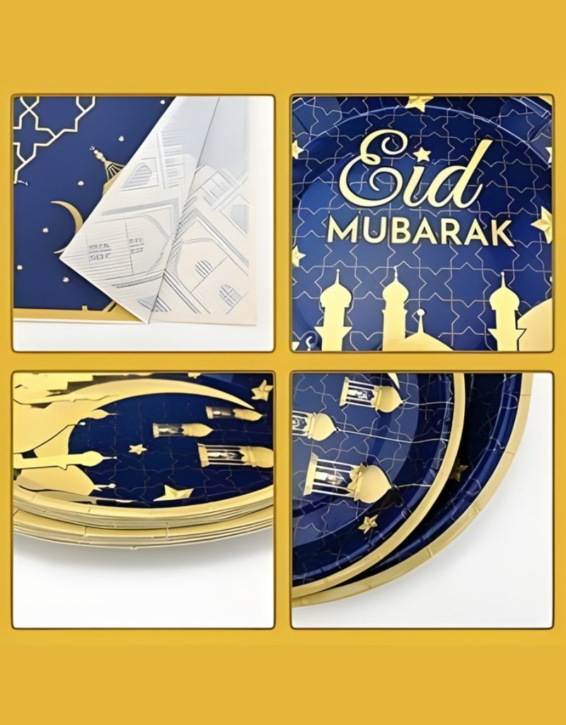 40-Piece Eid Mubarak Paper Tableware Set