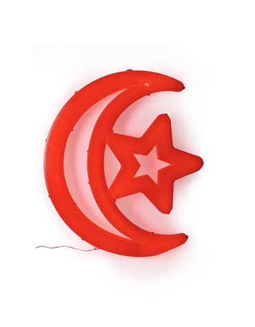 Crescent And Star Colored Light For Ramadan Decoration With 60CM Length