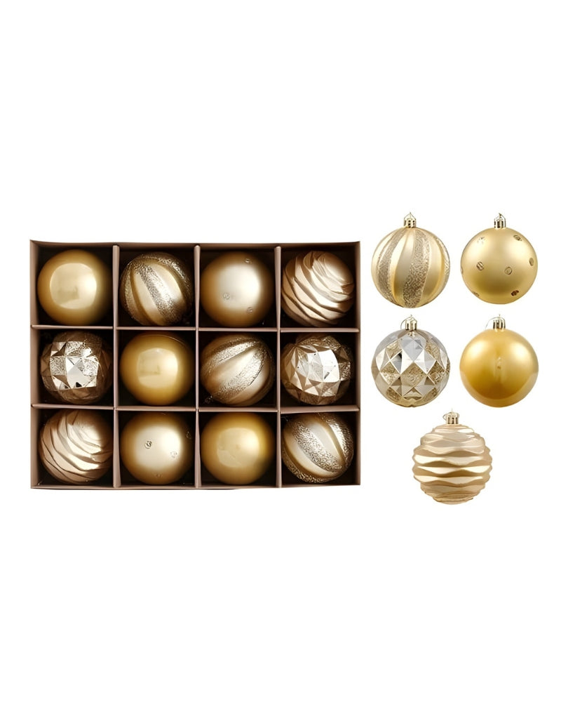 Plastic Ball Ornaments Lightweight Christmas Tree Decorations 12 PCS