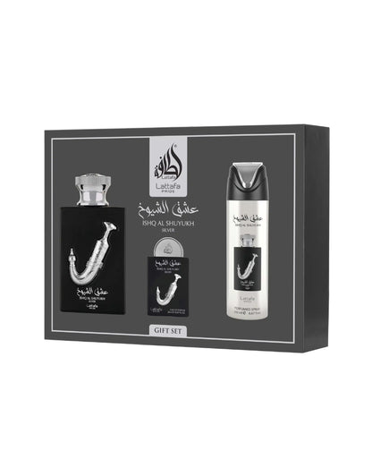 𝗟𝗮𝘁𝘁𝗮𝗳𝗮 Pride Ishq Al Shuyukh Silver 3-Piece Gift Sets