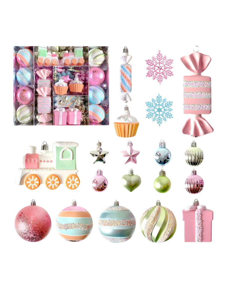 Set of 80 PCS Pastel Christmas Ball Ornaments