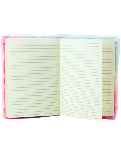 Open notebook with lined pages on a white background
