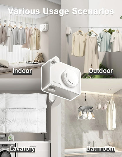 Heavy-Duty Wall Mount 4.2M Clothesline Adjustable Retracting Stainless Steel Wire Laundry Clothes Drying Line