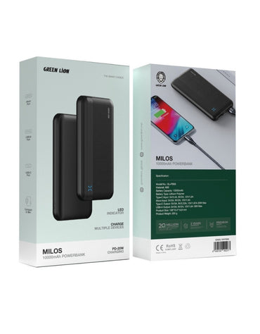 𝗚𝗿𝗲𝗲𝗻 𝗟𝗶𝗼𝗻 Milos 10000mAh Power Bank PD-20W Charging