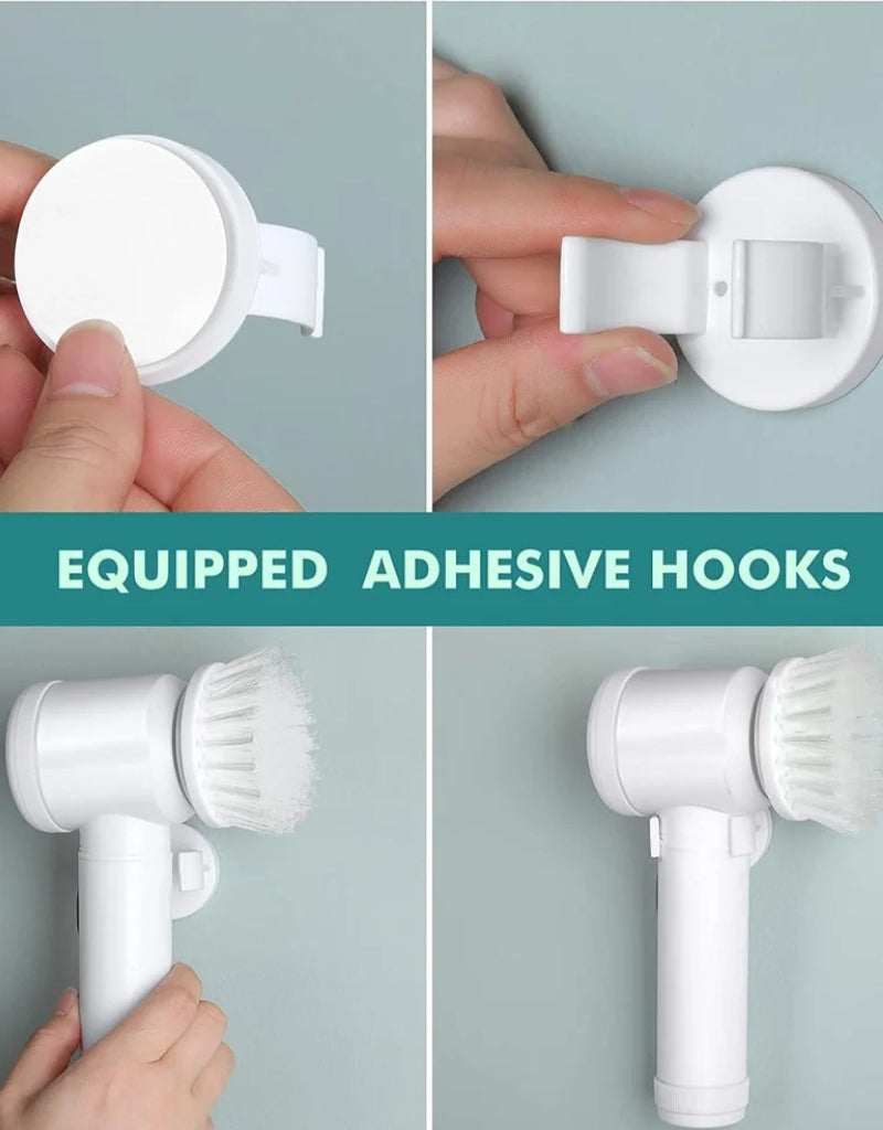 Multifunctional 5 in 1 Handled Electric Spin Scrubber Magic Brush USB Charging