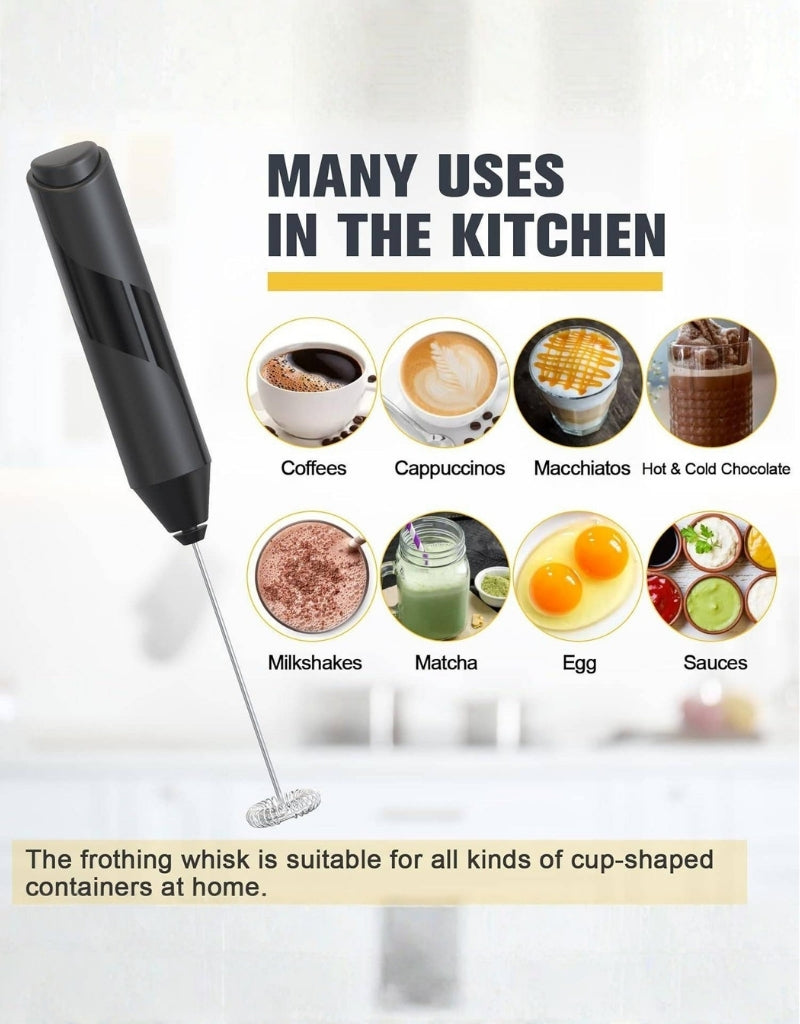 Electric Milk Frother Handheld Stainless Steel Mini Foam Maker