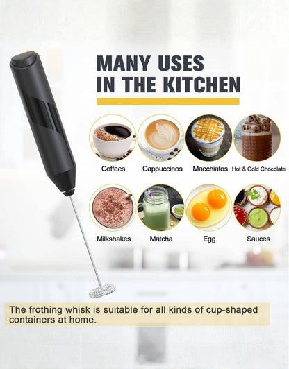 Electric Milk Frother Handheld Stainless Steel Mini Foam Maker