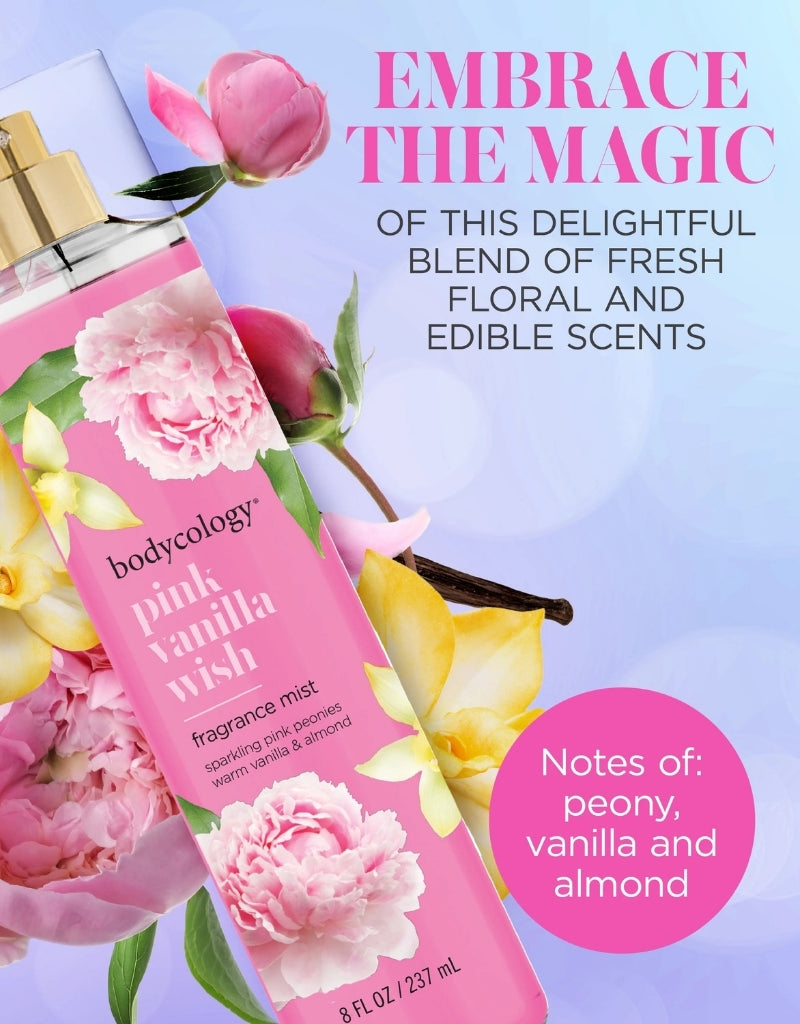 𝗕𝗼𝗱𝘆𝗰𝗼𝗹𝗼𝗴𝘆 Fragrance Pink Vanilla Wish Body Mist 237 ML