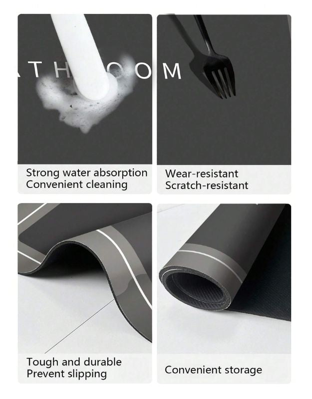 Bath Mat Bathroom Rug Water Absorbent Washable Toilet Pedestal