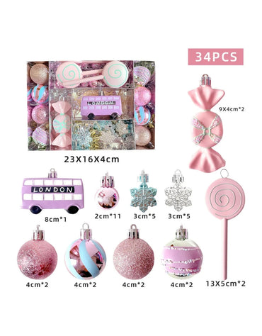 Christmas Tree Ornaments Assorted Pendants 34 PCS