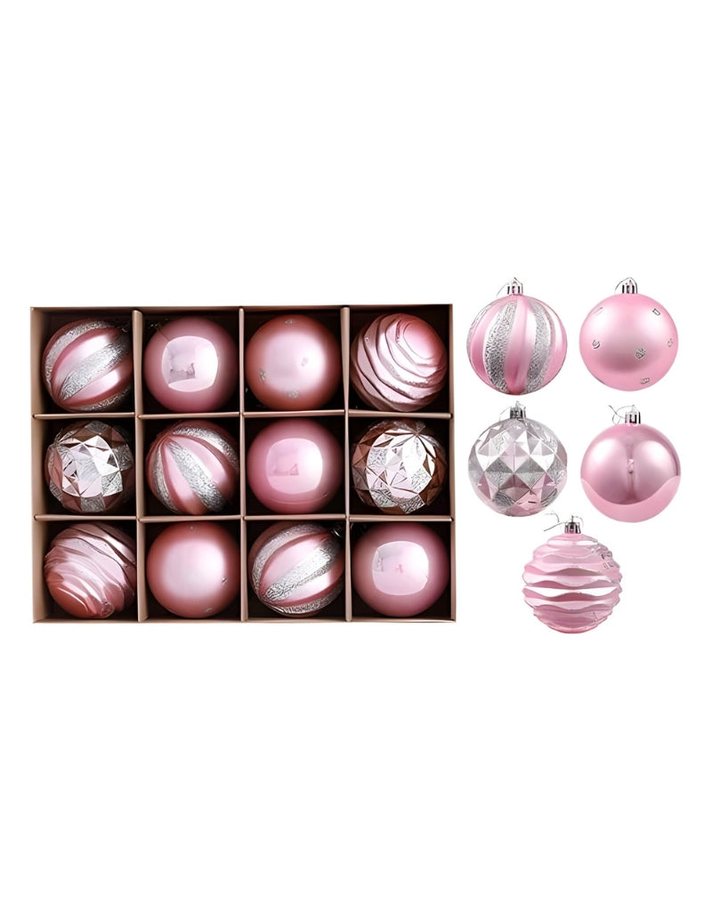 Plastic Ball Ornaments Lightweight Christmas Tree Decorations 12 PCS