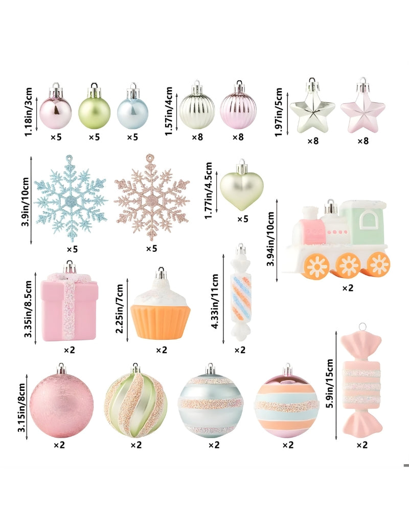 Set of 80 PCS Pastel Christmas Ball Ornaments