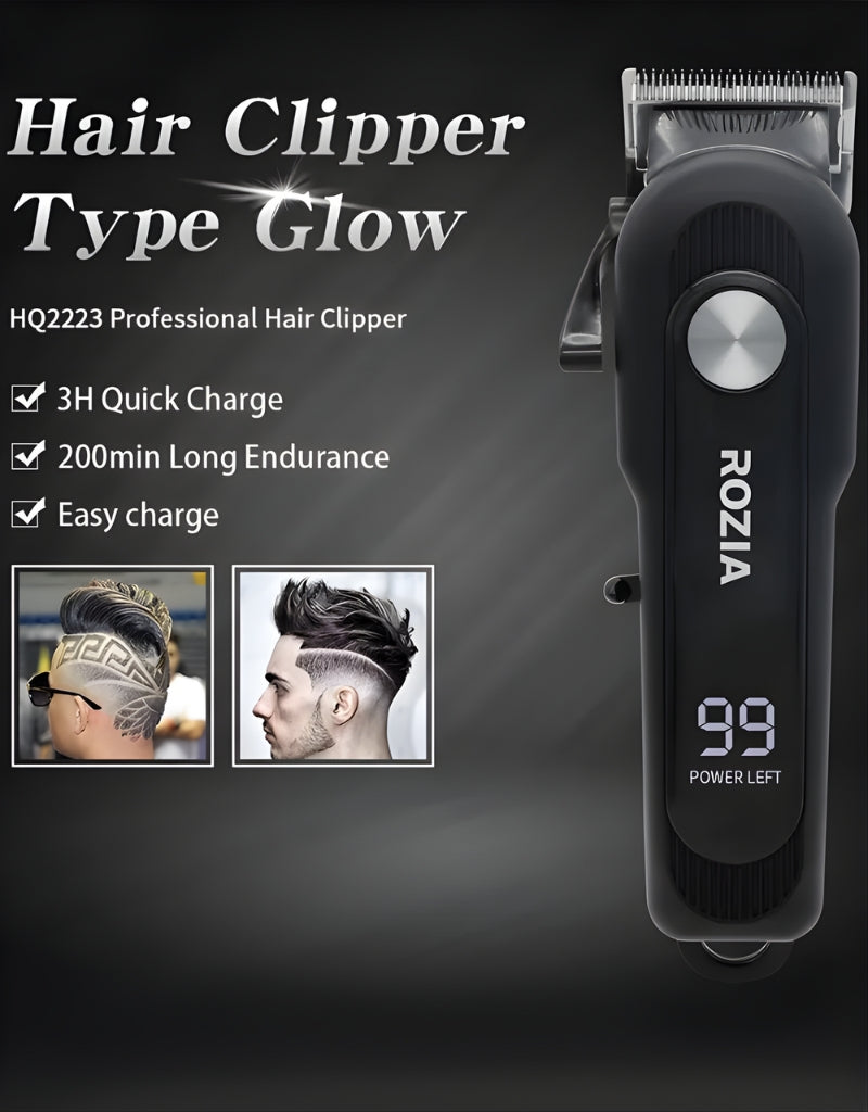 𝗥𝗼𝘇𝗶𝗮 HQ-2223 T-Blade Salon Professional LCD Display Electric Hair Clipper