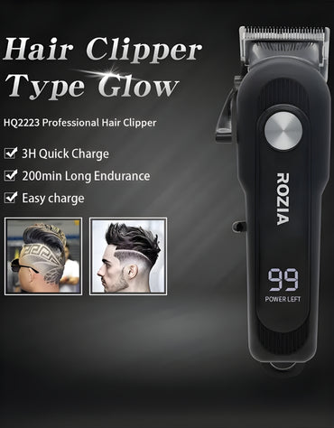 𝗥𝗼𝘇𝗶𝗮 HQ-2223 T-Blade Salon Professional LCD Display Electric Hair Clipper