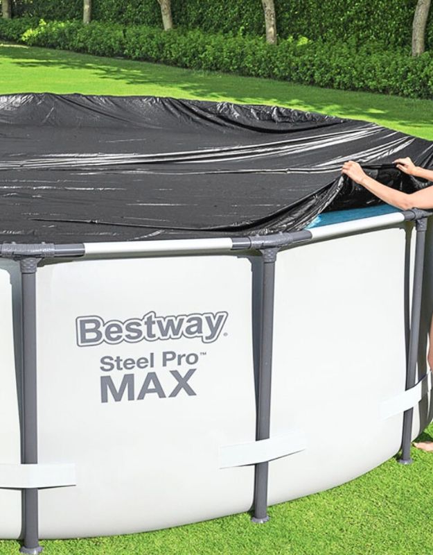 𝗕𝗲𝘀𝘁𝘄𝗮𝘆 58036 Flowclear Swimming Pool Cover For Steel Pro Max Round Pools 305cm