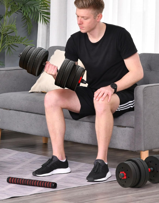 2 In 1 Adjustable Dumbbells Non-Slip Weight Set 20kg To 40kg