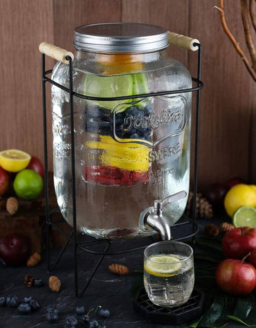 Metal Stainless Stand Beverage Barrel Glass Drink Juice Dispenser With Tap 4L 5L 8L