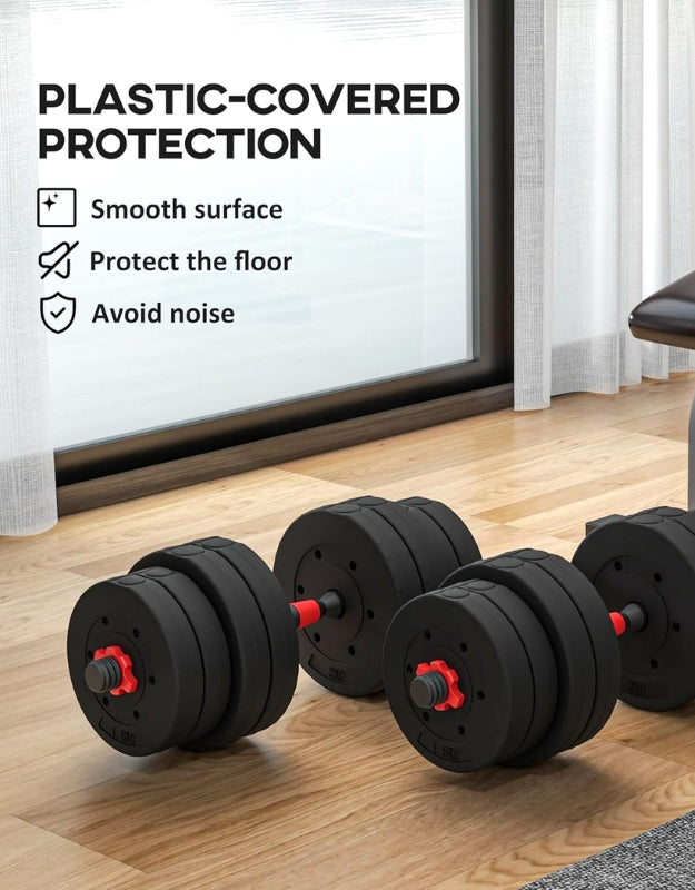 2 In 1 Adjustable Dumbbells Non-Slip Weight Set 20kg To 40kg