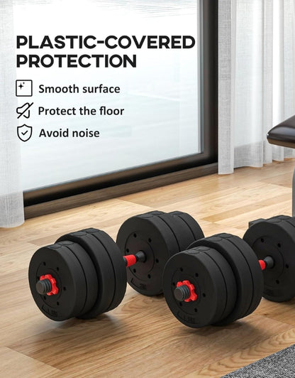2 In 1 Adjustable Dumbbells Non-Slip Weight Set 20kg To 40kg