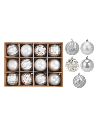 Plastic Ball Ornaments Lightweight Christmas Tree Decorations 12 PCS