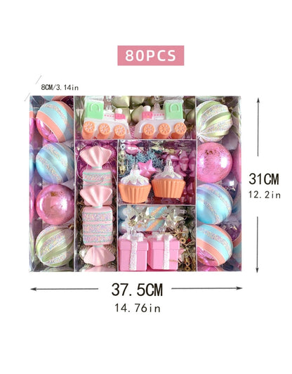 Set of 80 PCS Pastel Christmas Ball Ornaments