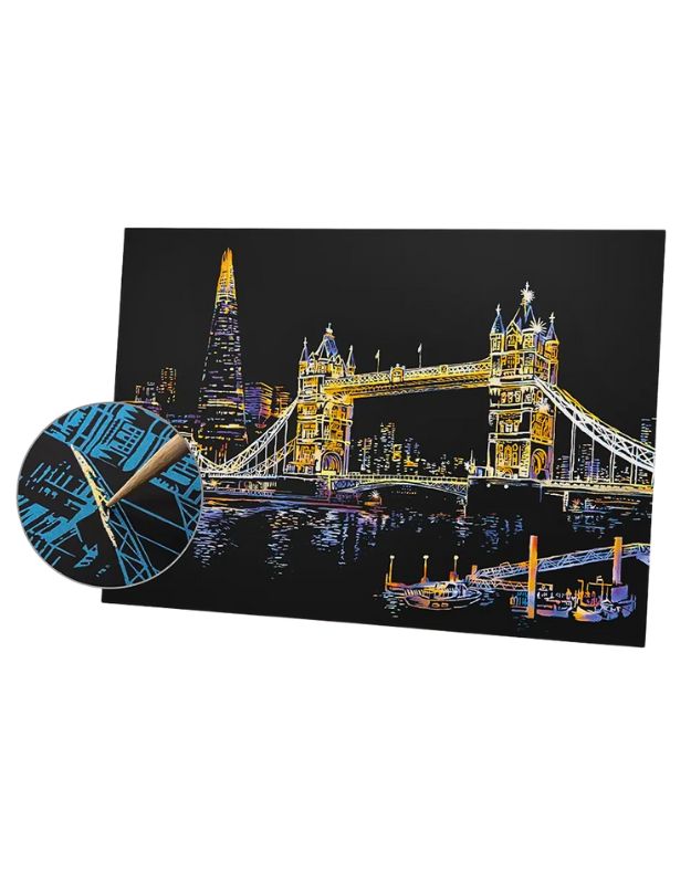 A3 Set Magic Scratch Art Light the City Painting With Bamboo Stick