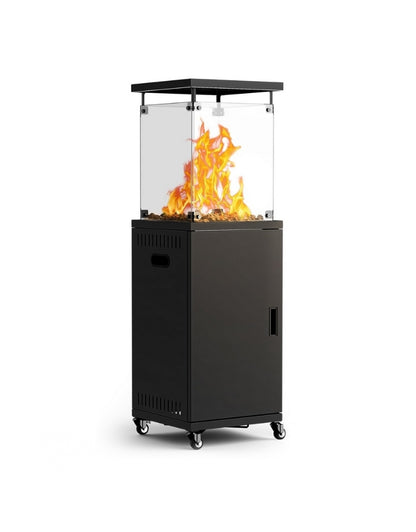 Black Stainless Steel Standing Propane Patio Heater with Wheels for Winter Gardens